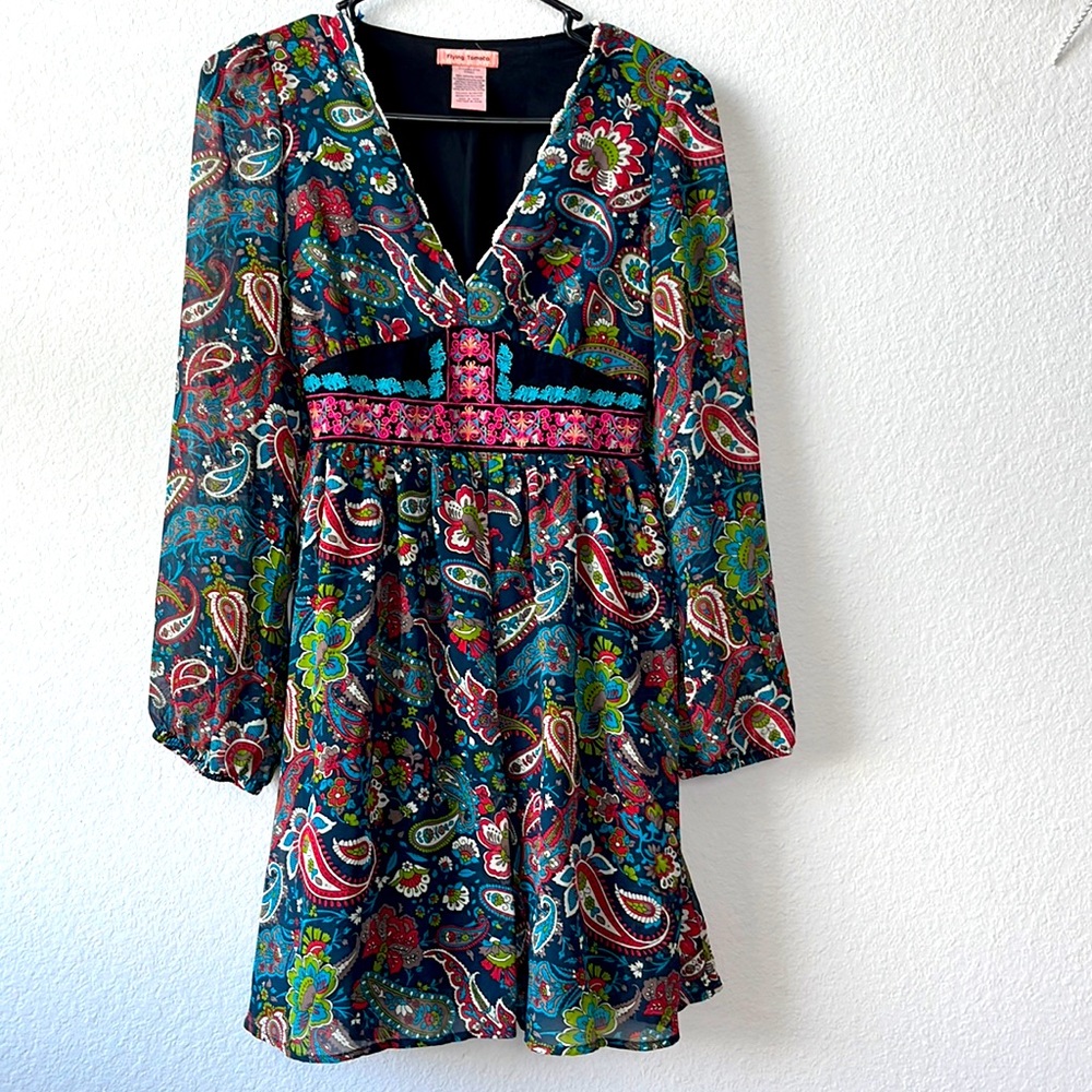 Floral/Paisley Embroidered Bohemian Style Dress